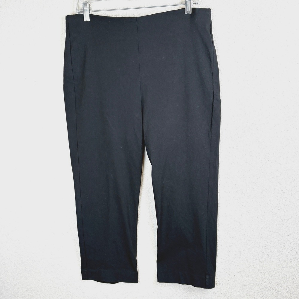 Chico's Black Stretch Straight Leg Capris Elastic Waist Chicos Size 2 US Size 12